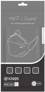 Meo Black Flat Fold disposable respirator (Face Mask) 10 pieces 